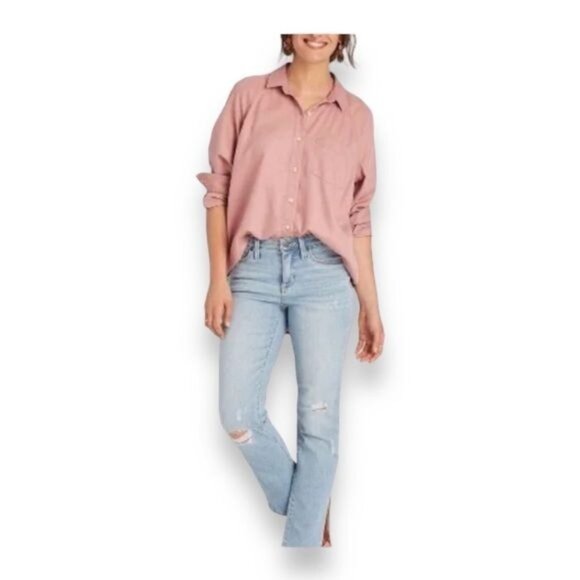 Universal Thread Women’s Long Sleeve Button Down Shirt, Blush, size L - Picture 1 of 9